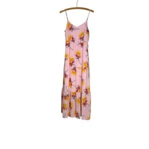 J Crew Mercantile Floral Maxi Dress Pink Tiered Size 2